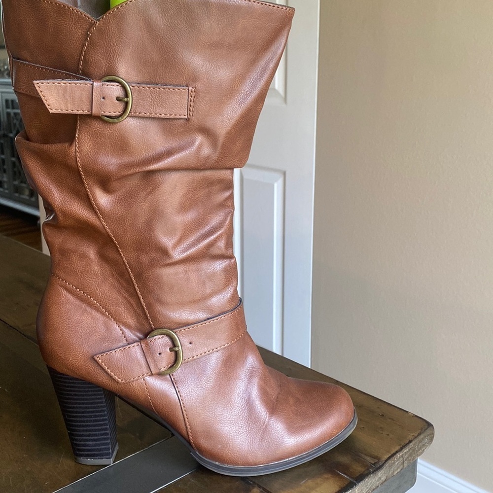Style & Co‎ Sachi brown buckle heel boots size 10